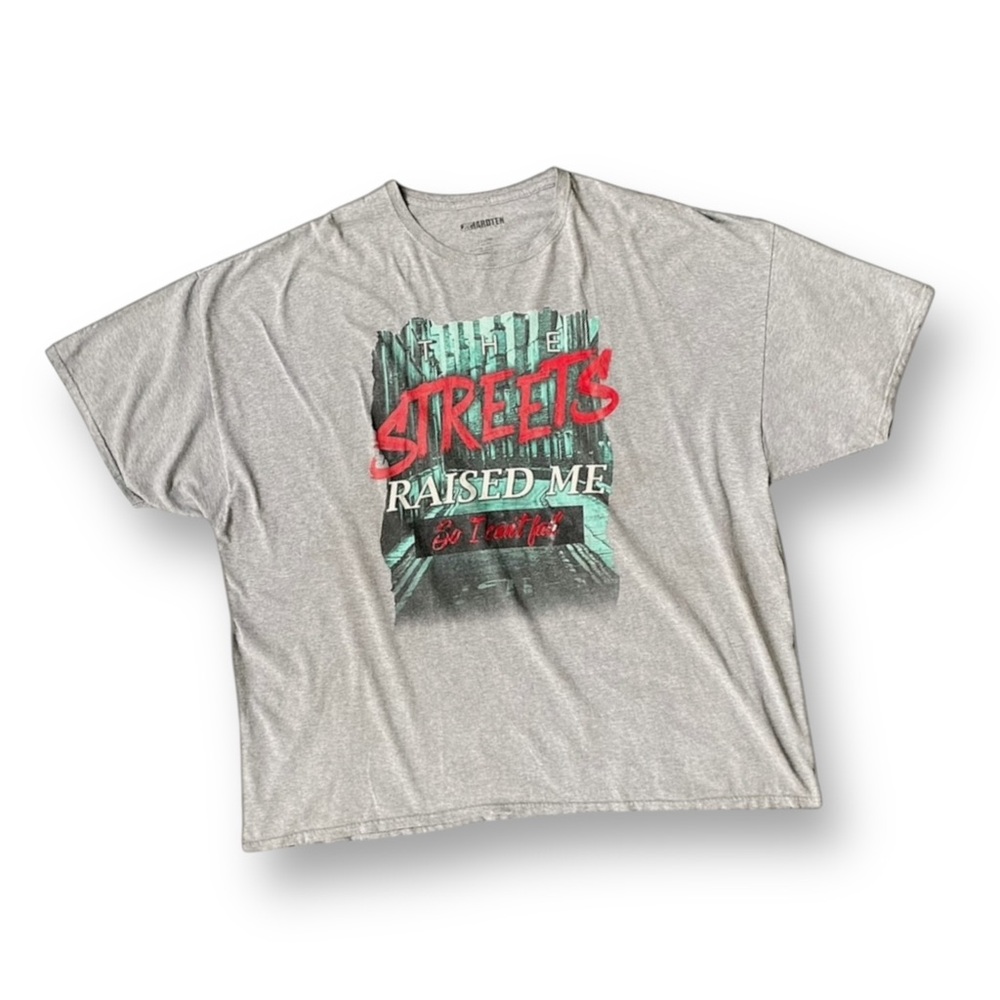 Streets Raised Me Graphic Short Sleeve Tee - Grey